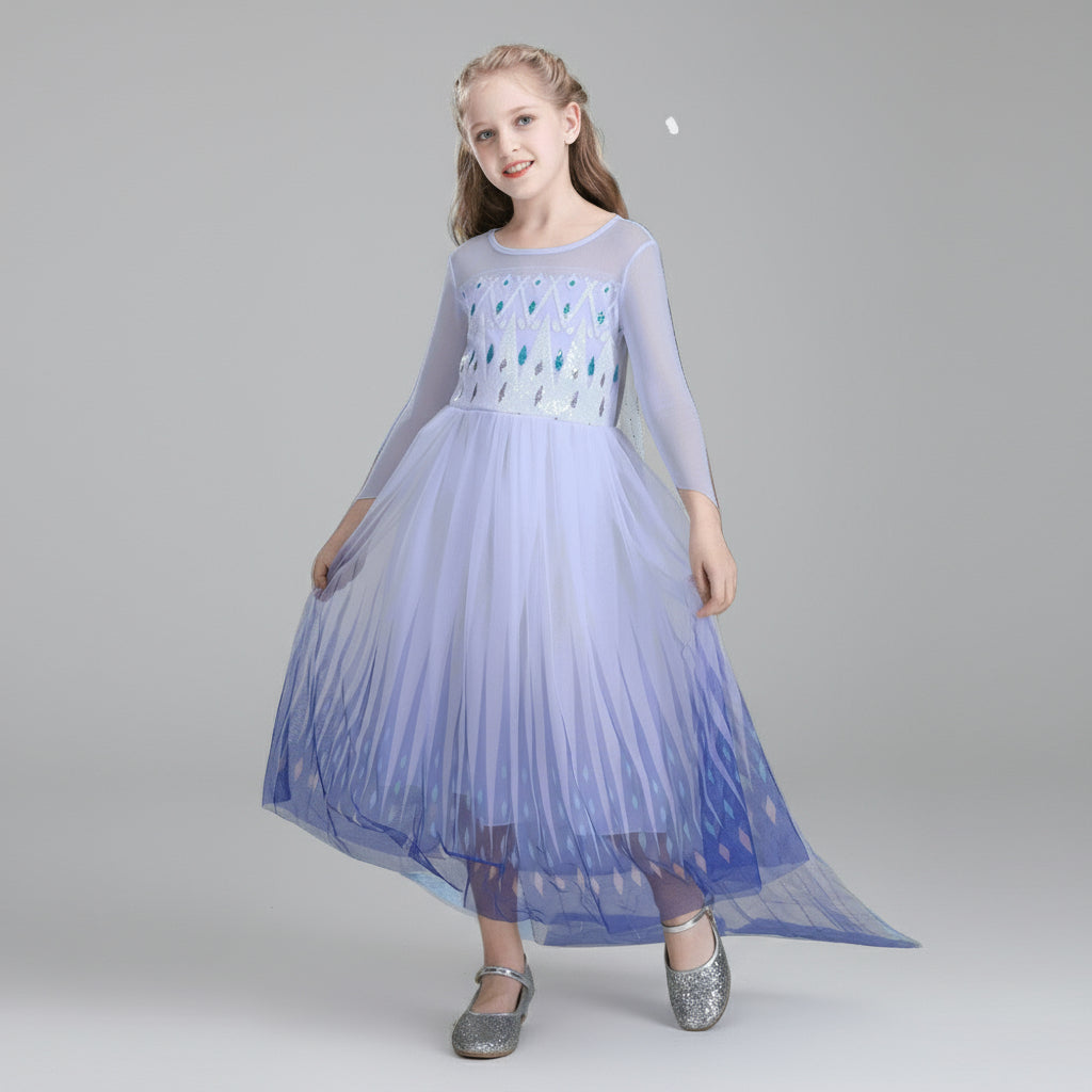 Rochie de costum de prințesă din tul albastru pentru copii