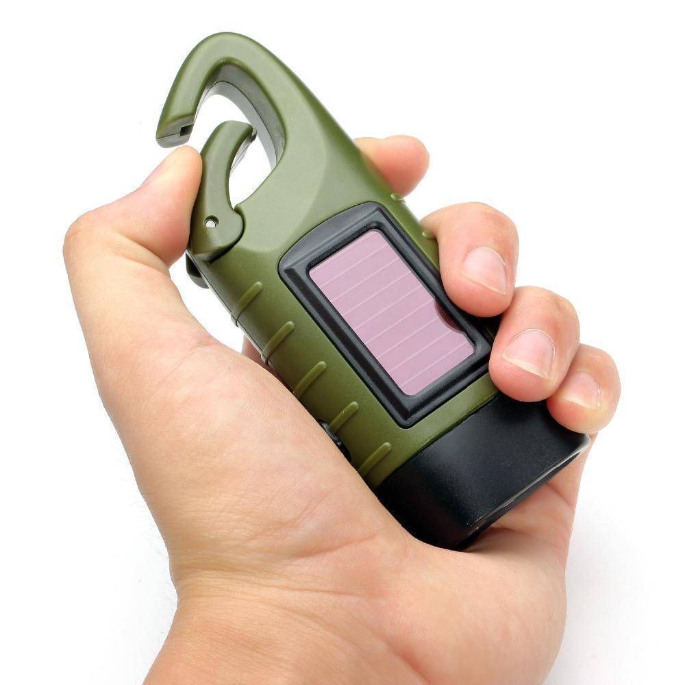 Solar-Powered LED Flashlight with Hand Crank for Emergencies - Esilora