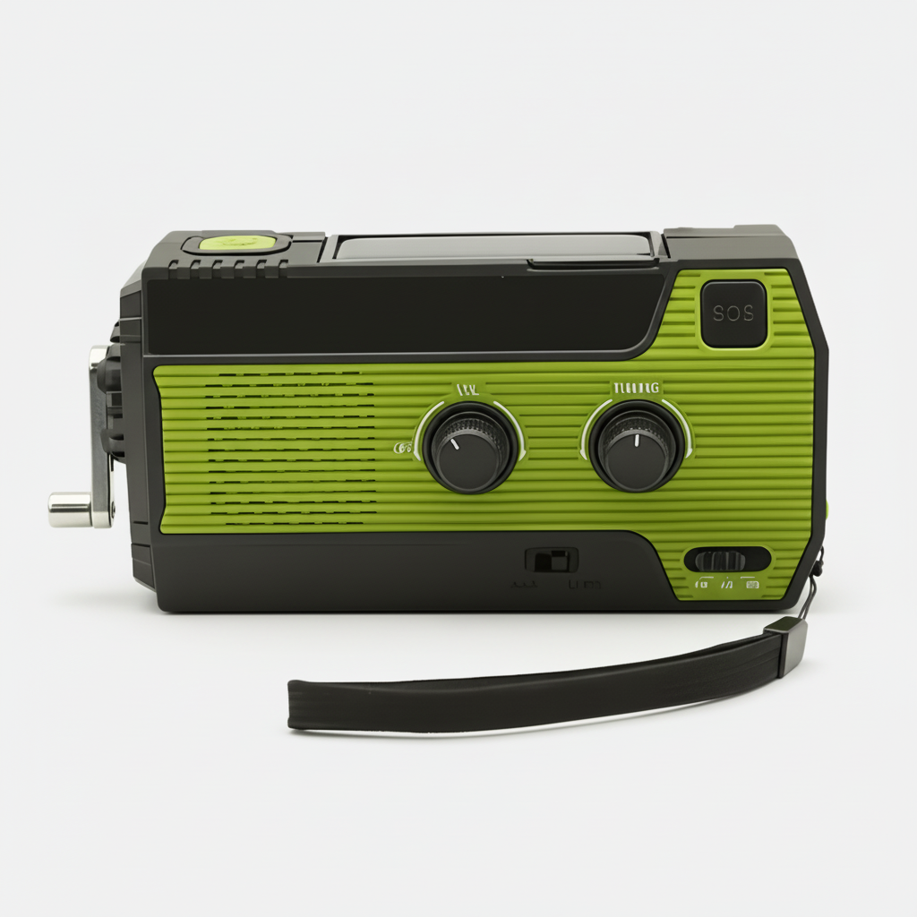 Compact Solar Crank Emergency Radio — 4000mAh Internal Battery