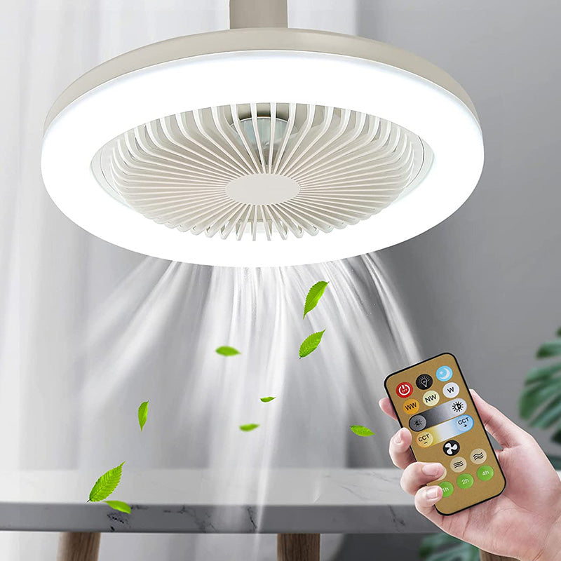 Ventilador de techo LED inalámbrico — montaje con tornillos, luz integrada