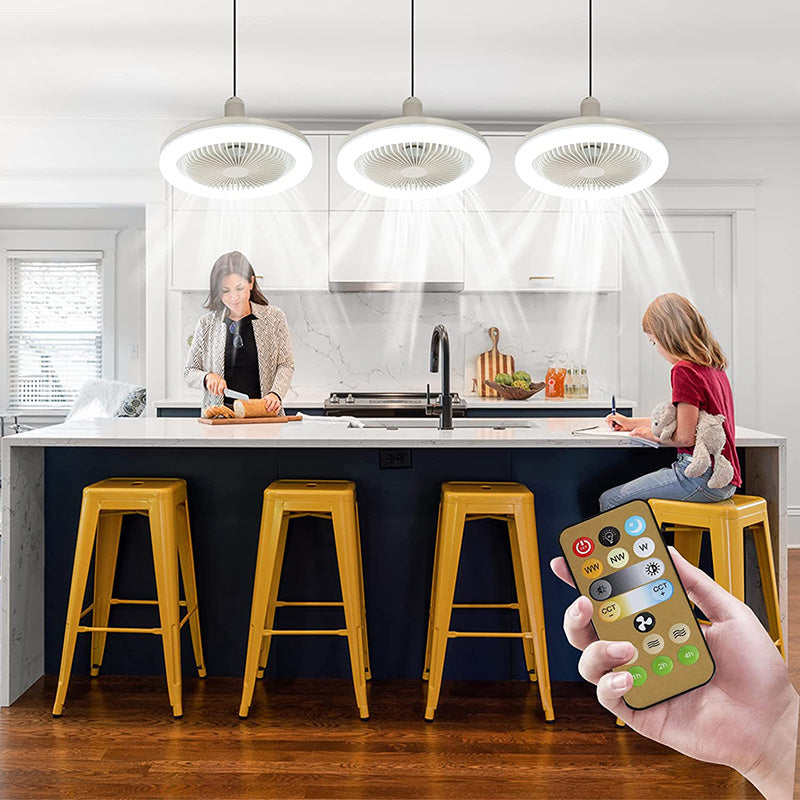 Ventilador de techo LED inalámbrico — montaje con tornillos, luz integrada