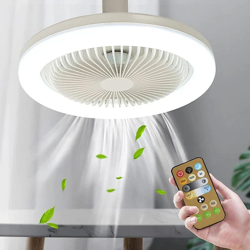 Ventilador de techo LED inalámbrico — montaje con tornillos, luz integrada