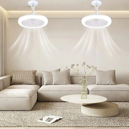 Ventilador de techo LED inalámbrico — montaje con tornillos, luz integrada