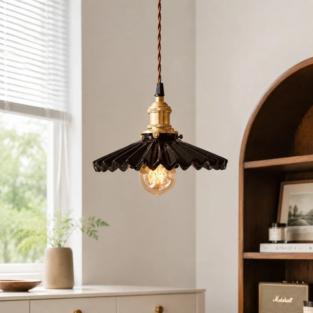 Pleated Ceramic Pendant Light | Esilora