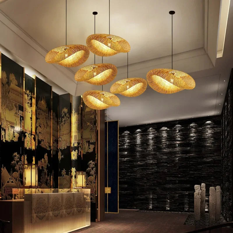 Aira Handwoven Natural Bamboo Pendant Light | Esilora