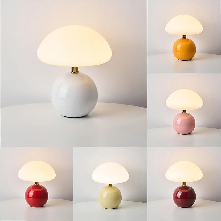 Modern White LED Table Lamp — Rechargeable Circular Design