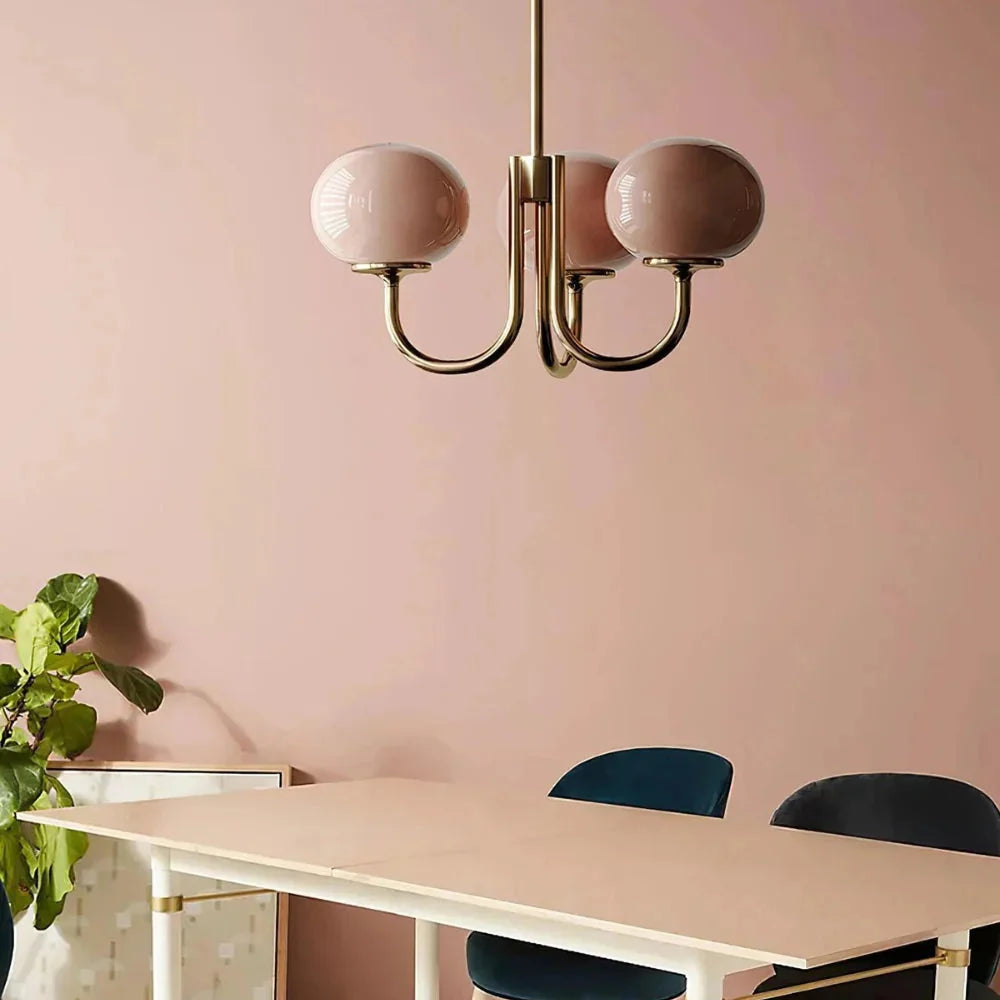 Javina Glass Cluster Chandelier - Iron Rounded Globe Modern Fixture for Dining Room and Living Rooms | Esilora
