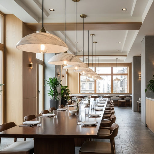 Alariv Elegant  Alabaster Dome Pendant Light - Modern Stone Lighting for Dining or Living | Esilora