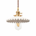 Pleated Ceramic Pendant Light with Brass Hardware | Esilora