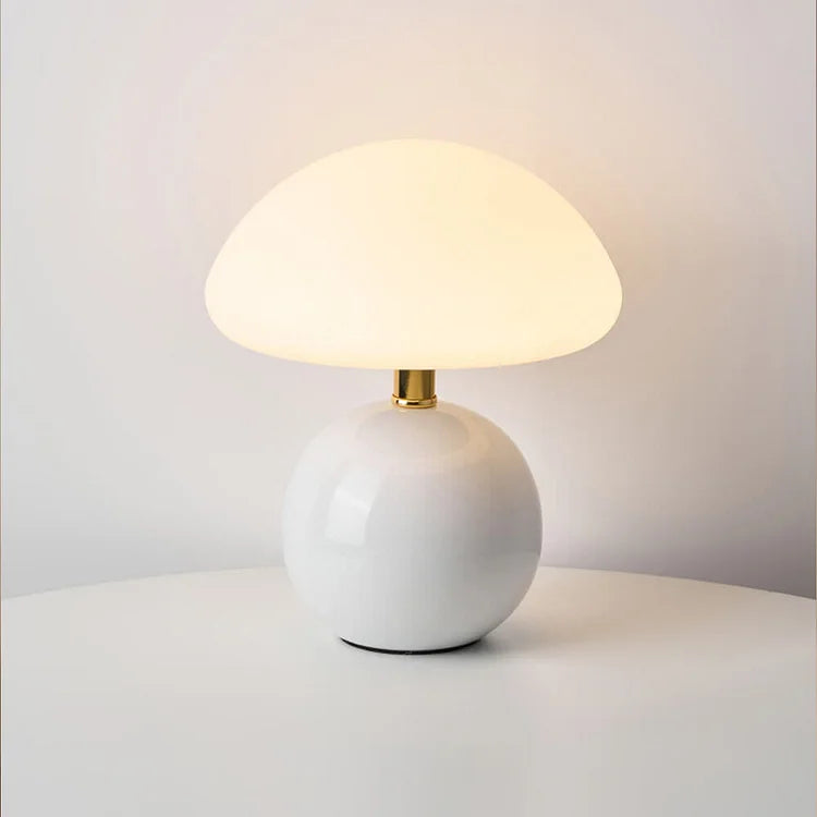 Modern White LED Table Lamp — Rechargeable Circular Design