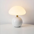 Modern White LED Table Lamp — Rechargeable Circular Design