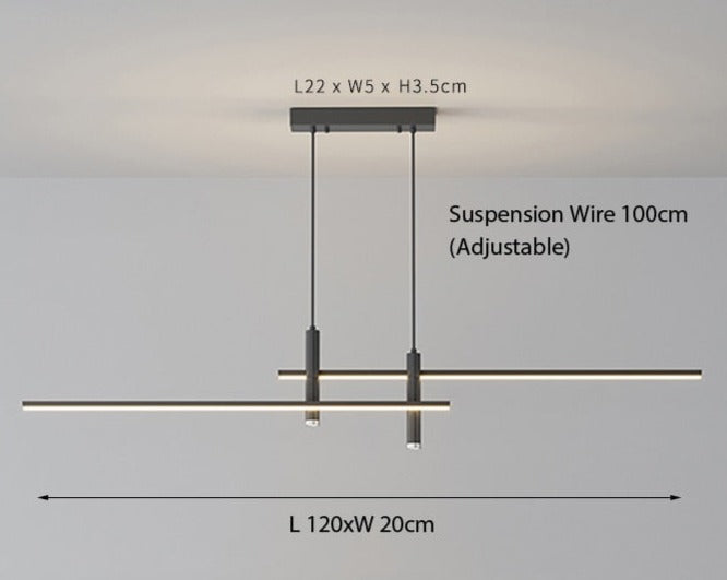 Sirosta metallista valmistettu lineaarinen LED-riippuvalaisin – moderni minimalistinen tyyli | Esilora