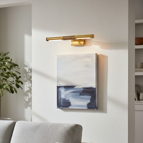 Aurix Picture Light – Slim Wrapped‑Center Bar Design Metal Finish Wall Lamp for Gallery & Hallway | Esilora