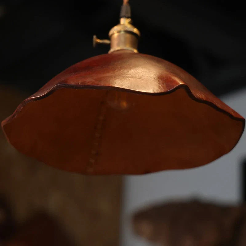 Kupolová závěsná lampa s koženým stínidlem | Esilora