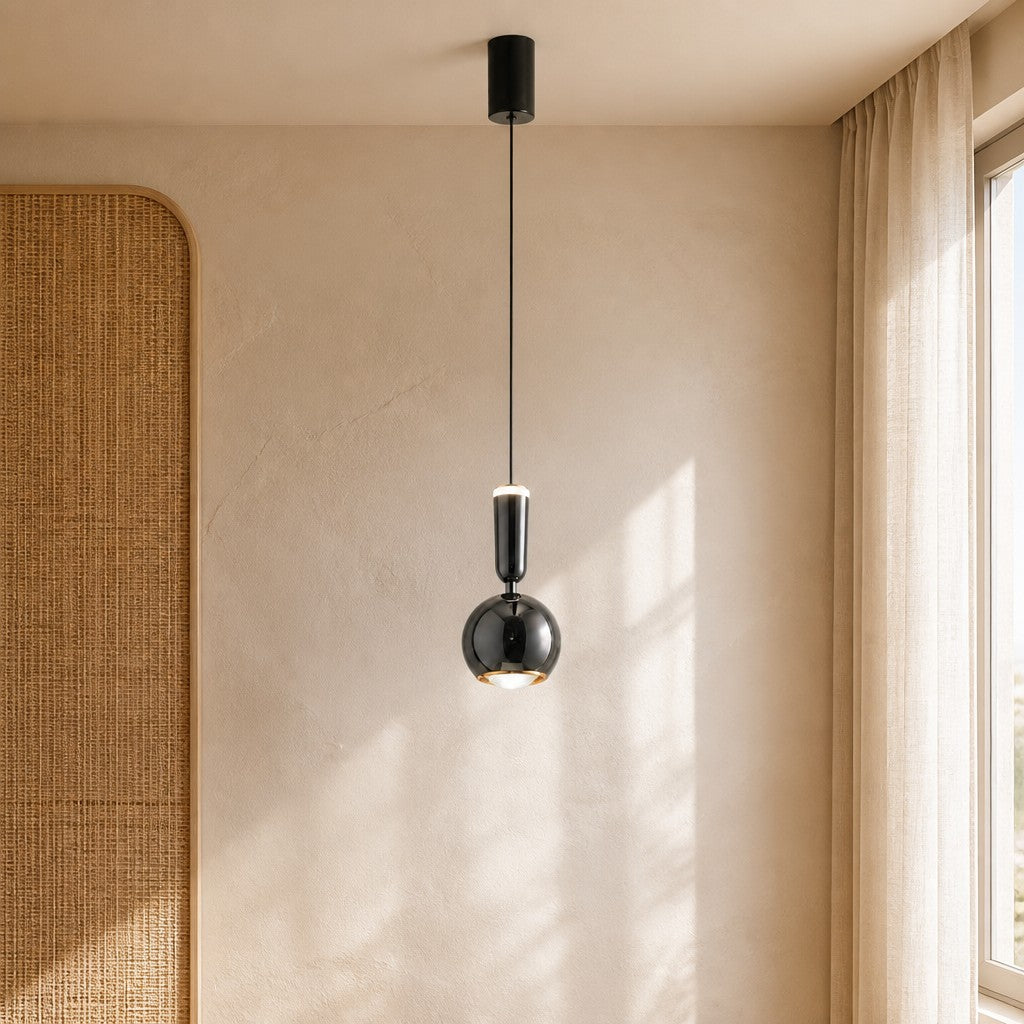 Suspension moderne Ivoran - Lampe suspendue fine, réglable, en métal et acrylique pour chambre et couloir | Esilora