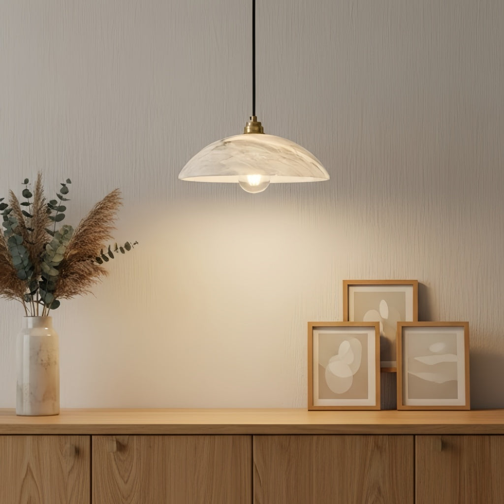 Alariv Elegant  Alabaster Dome Pendant Light - Modern Stone Lighting for Dining or Living | Esilora