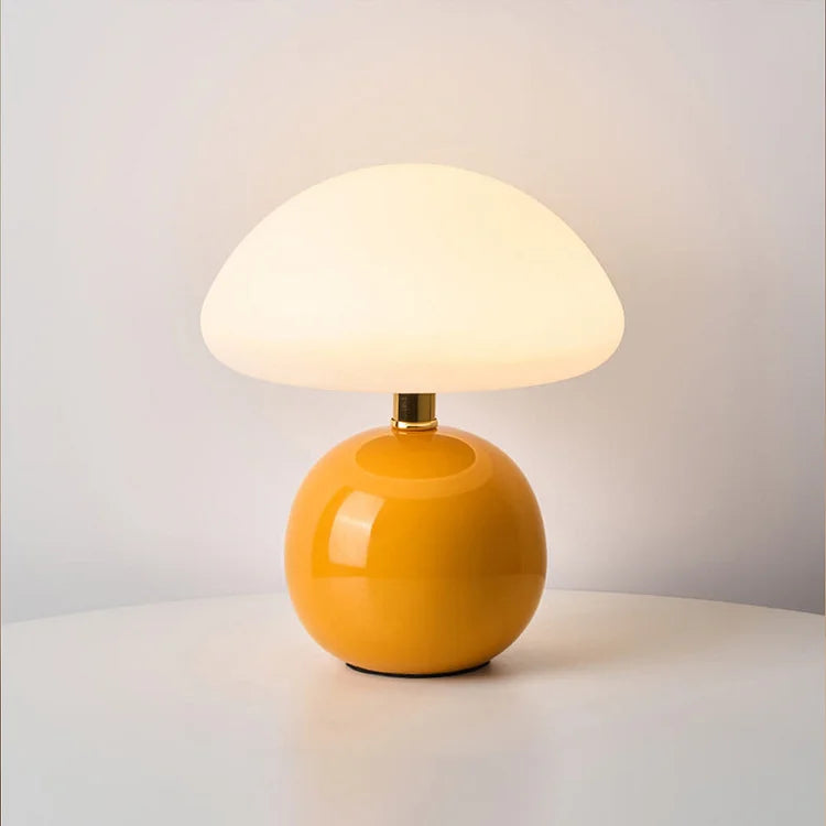Modern White LED Table Lamp — Rechargeable Circular Design