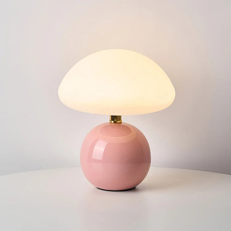 Modern White LED Table Lamp — Rechargeable Circular Design