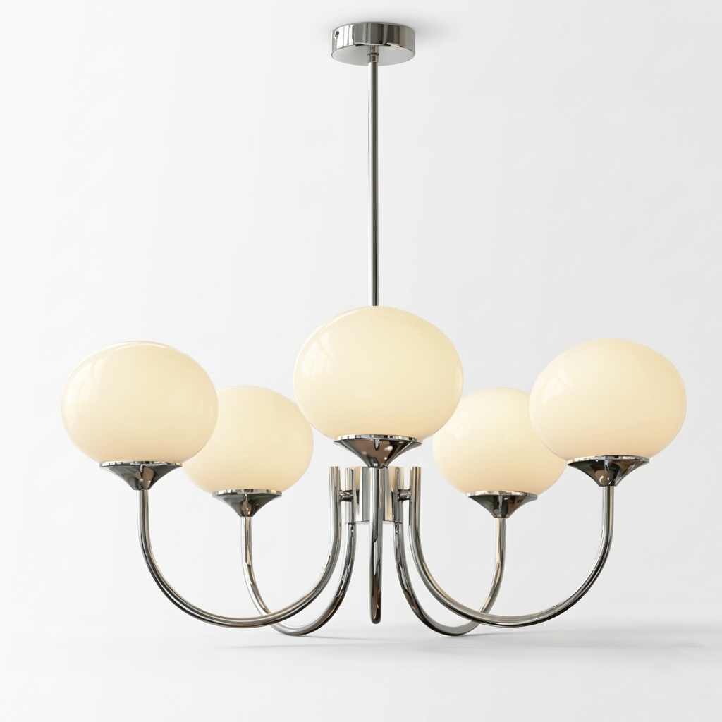 Javina Glass Cluster Chandelier - Iron Rounded Globe Modern Fixture for Dining Room and Living Rooms | Esilora