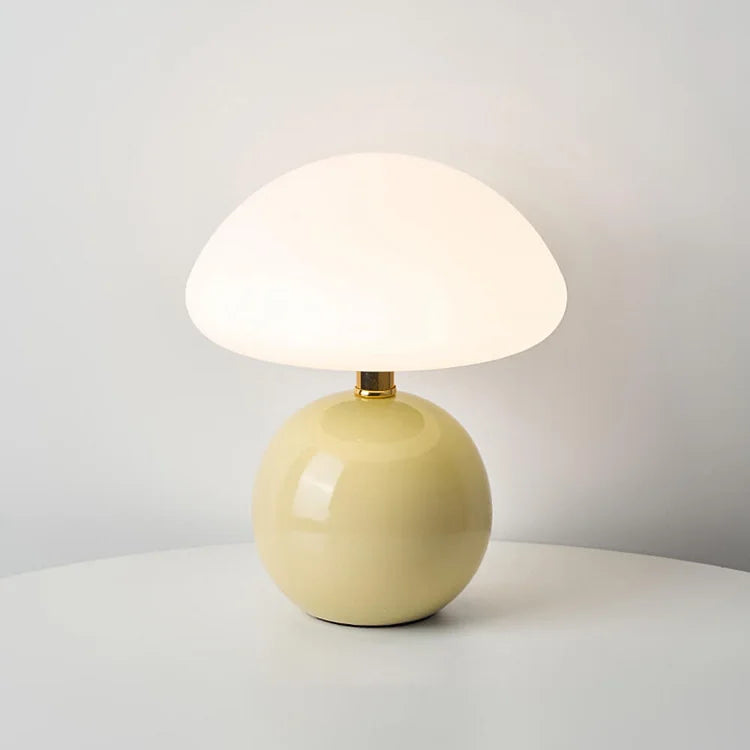 Modern White LED Table Lamp — Rechargeable Circular Design