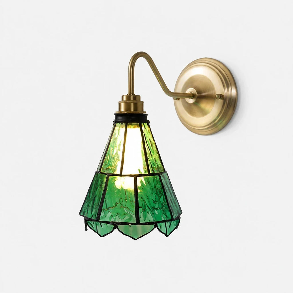 Lampada da parete in ottone e vetro ondulato in stile country francese | Esilora
