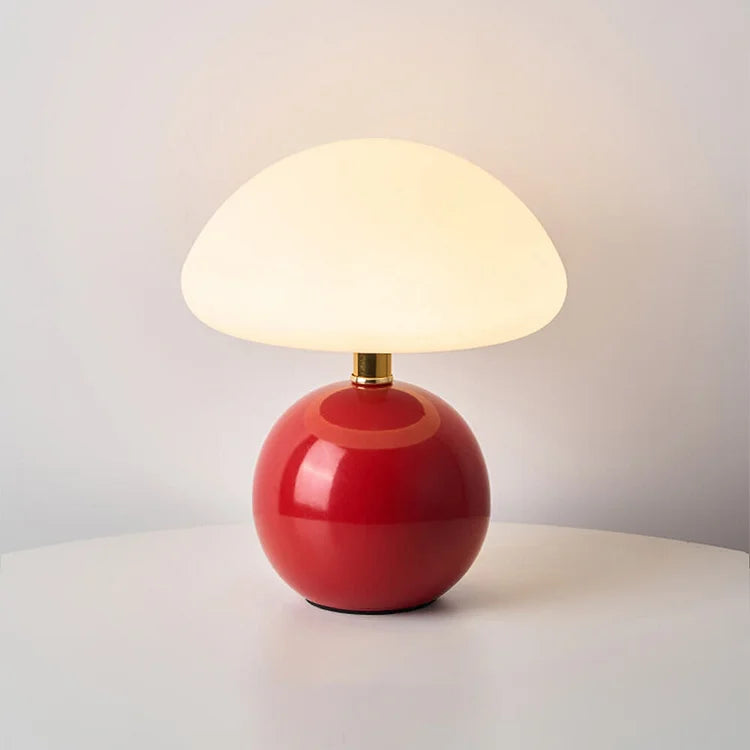 Modern White LED Table Lamp — Rechargeable Circular Design