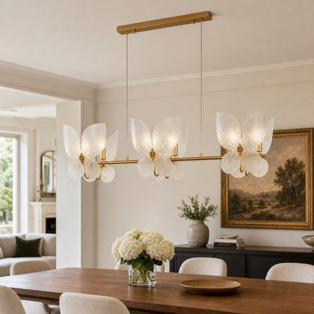 Lucenda Butterfly Chandelier - Gold Acrylic French Vintage Statement Light for Kitchen Island | Esilora