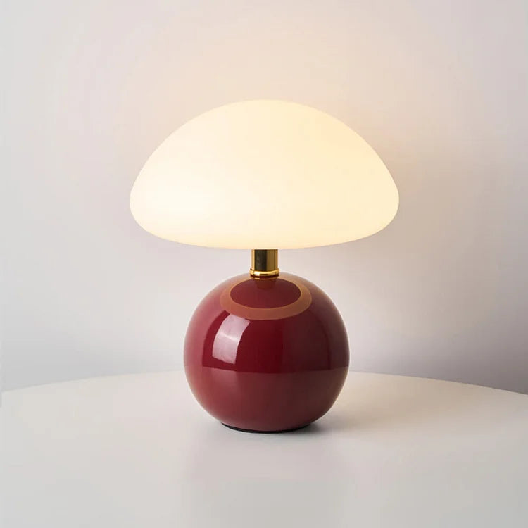 Modern White LED Table Lamp — Rechargeable Circular Design