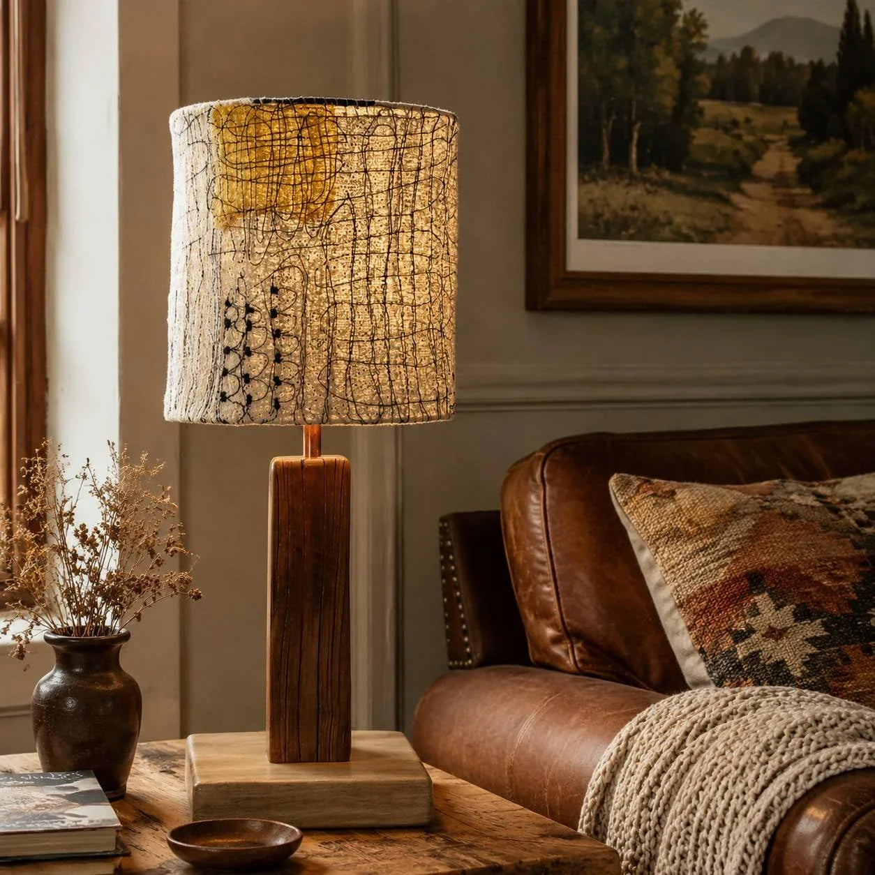 Handwoven Loofah Fiber Table Lamp | Esilora