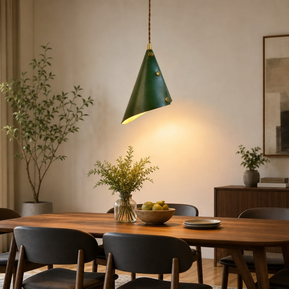 Leather Cone Pendant Lamp | Esilora