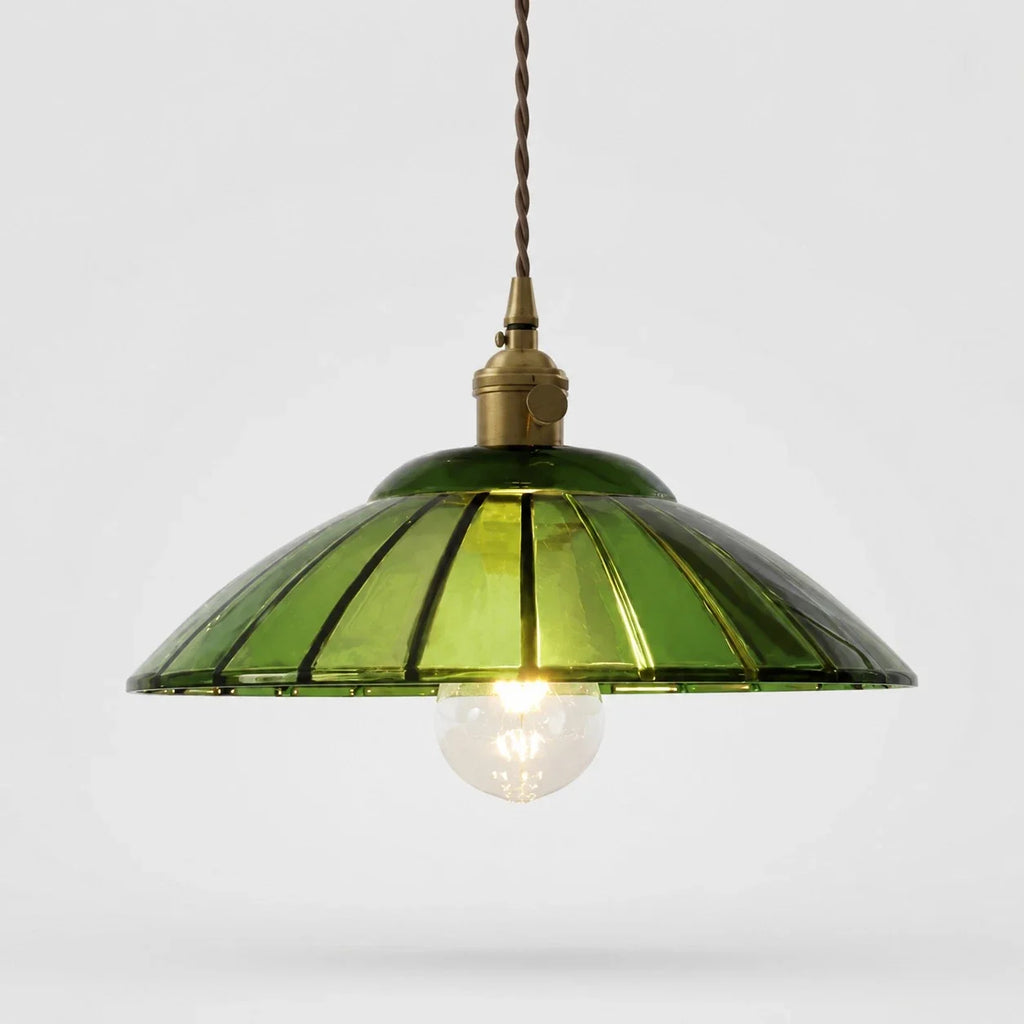 Japansk retro-pendel­lampe i messing og glas | Esilora