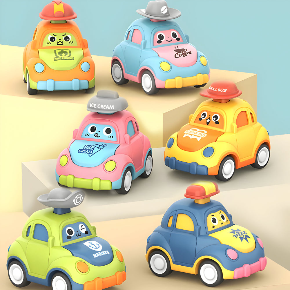 Children's Plastic Push-and-Go Toy Cars — Colorful, Durable Rolling Design