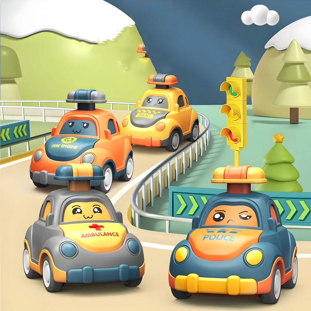 Children's Plastic Push-and-Go Toy Cars — Colorful, Durable Rolling Design