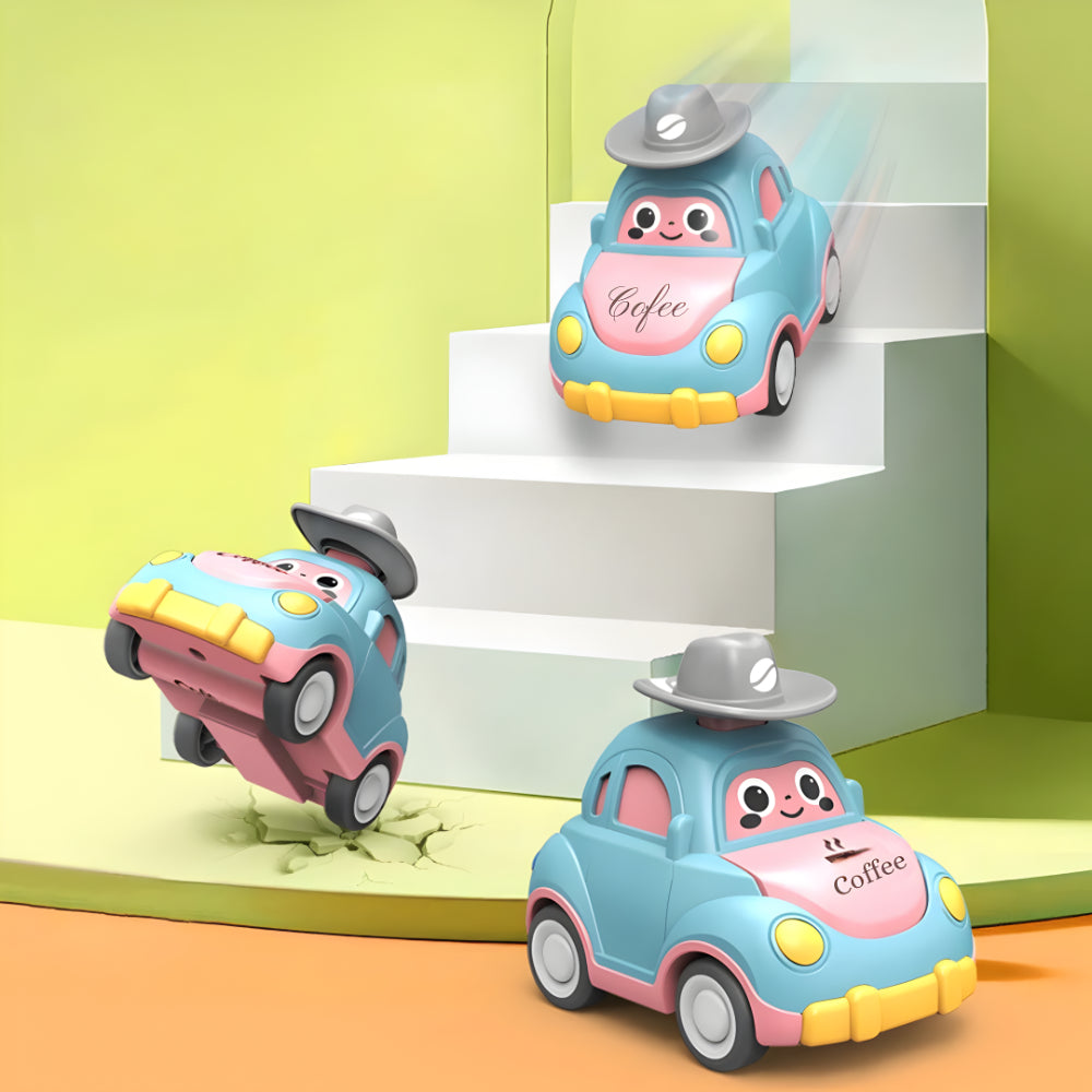 Children's Plastic Push-and-Go Toy Cars — Colorful, Durable Rolling Design