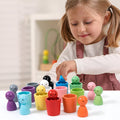 Wooden Graduated Stacking Cups — Color Sorting Set