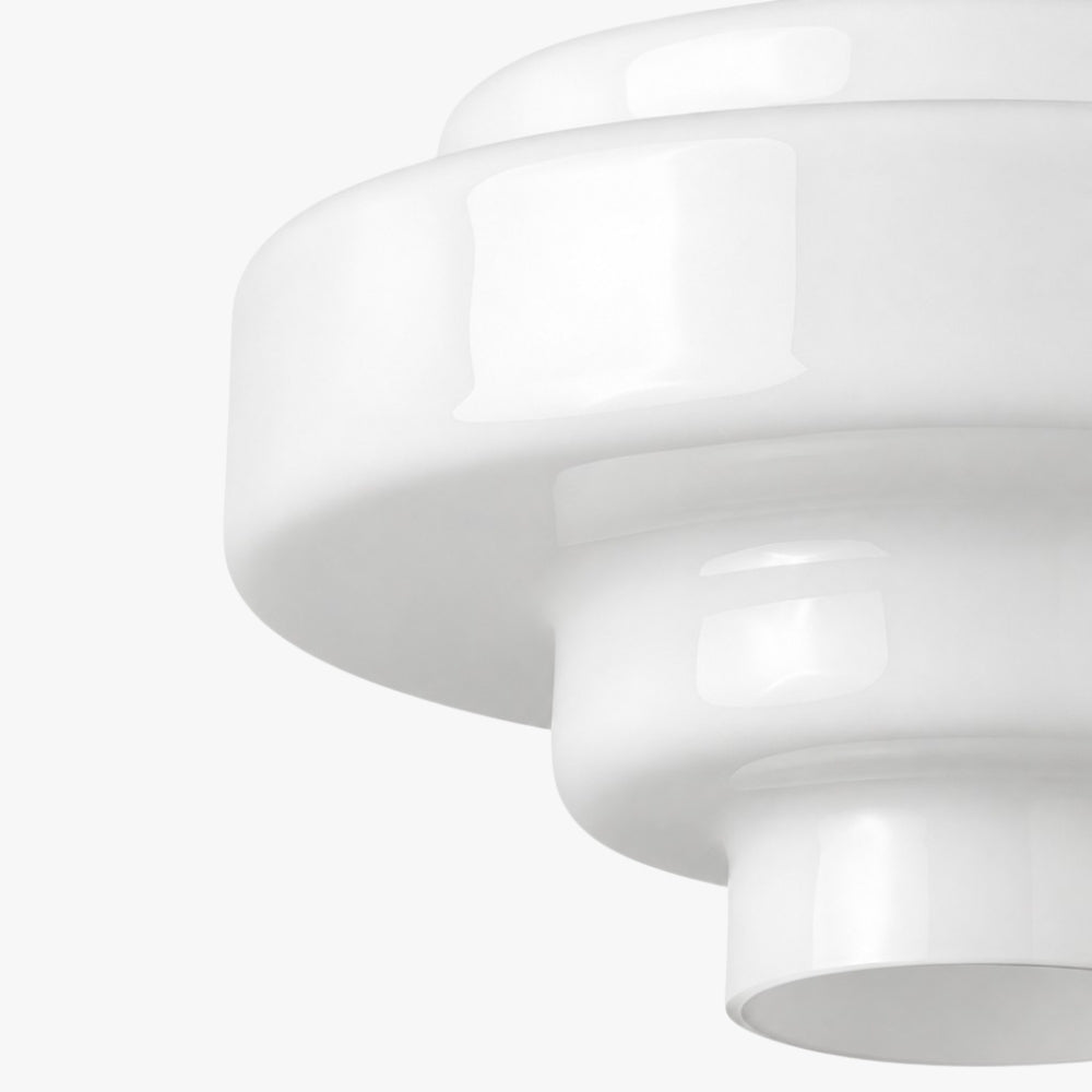 Plafonnier semi-encastré Koloro - Abat-jour rond en verre superposé, style rétro moderne, pour couloir et vestiaire | Esilora