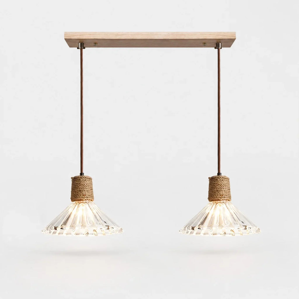 Rustic Woven Rope Glass Pendant Light Collection | Esilora