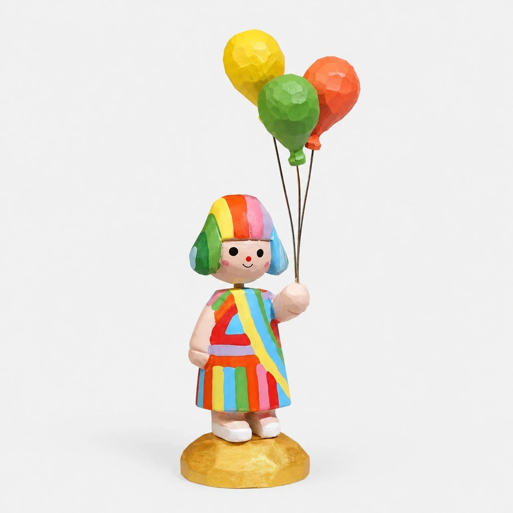 Rainbow Balloon Girl Wooden Figurine | Esilora