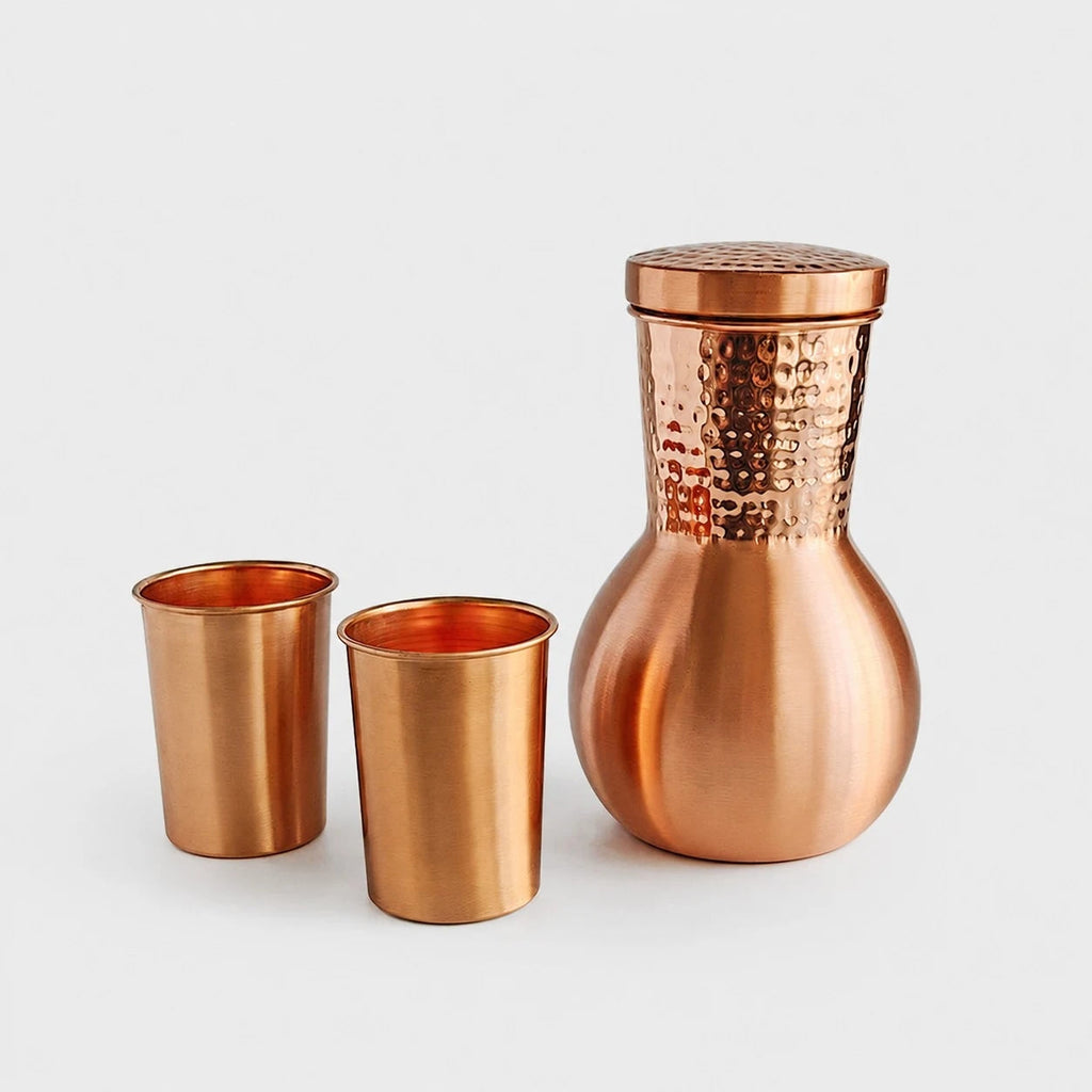 Handcrafted Hammered Copper Water Kettle Set | Esilora