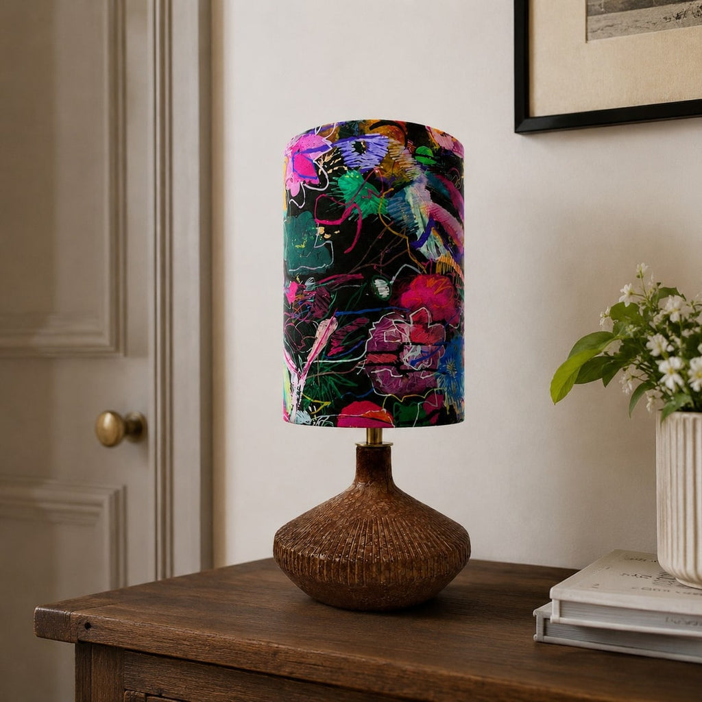 Liberty-Style Fabric Shade Ceramic Table Lamp for Bedside Ambient Lighting | Esilora