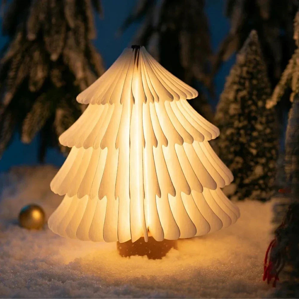 Lámpara de mesa plegable de madera — LED de luz blanca cálida