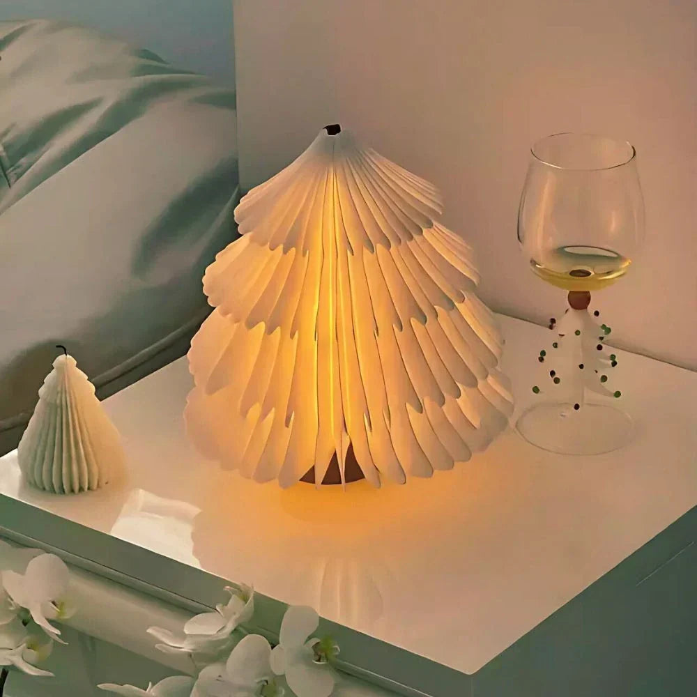 Lámpara de mesa plegable de madera — LED de luz blanca cálida