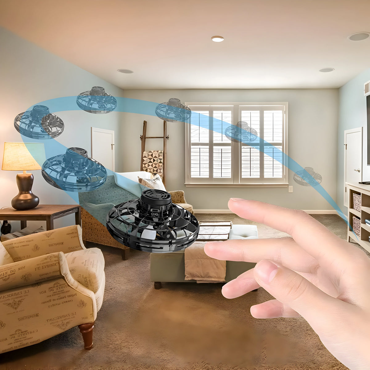 Hand-Controlled LED Flying Ball — Infrared Gesture Steering, Plastic Shell Toy