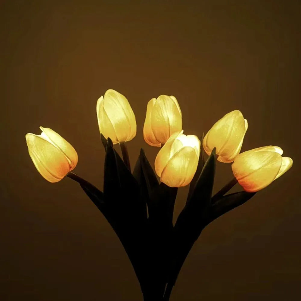 Warm White LED Tulip Night Light — Decorative Accent Lamp