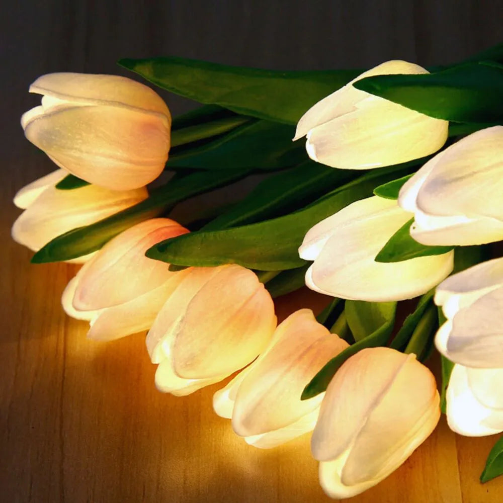 Warm White LED Tulip Night Light — Decorative Accent Lamp