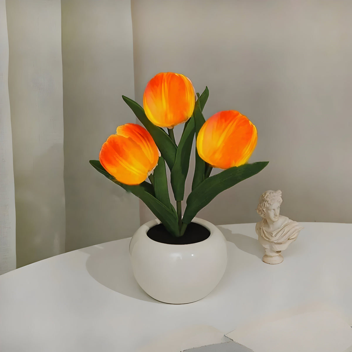 Warm White LED Tulip Night Light — Decorative Accent Lamp