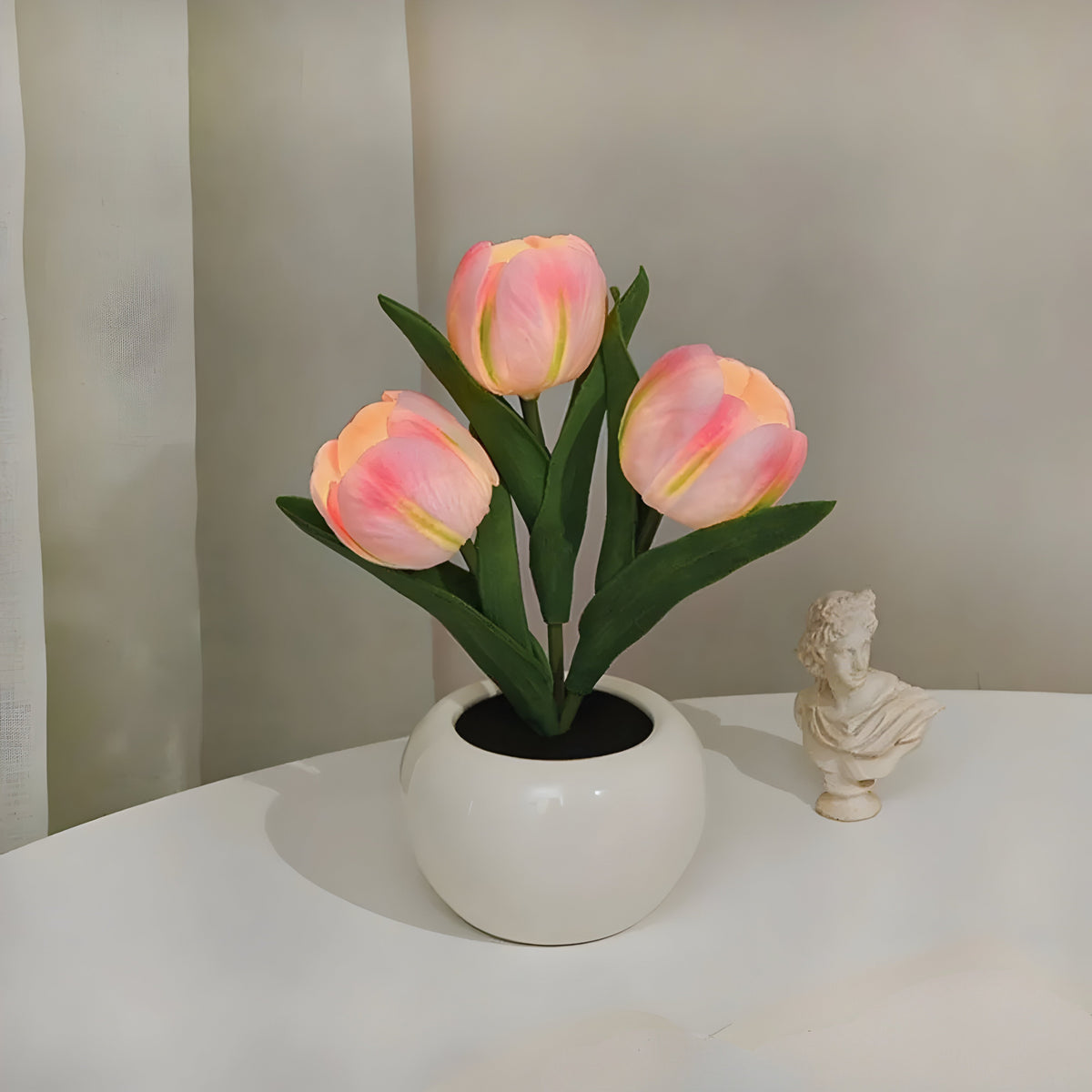 Warm White LED Tulip Night Light — Decorative Accent Lamp