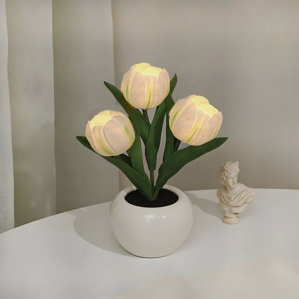 Warm White LED Tulip Night Light — Decorative Accent Lamp