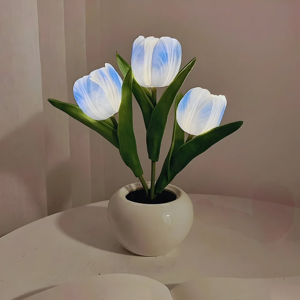 Warm White LED Tulip Night Light — Decorative Accent Lamp
