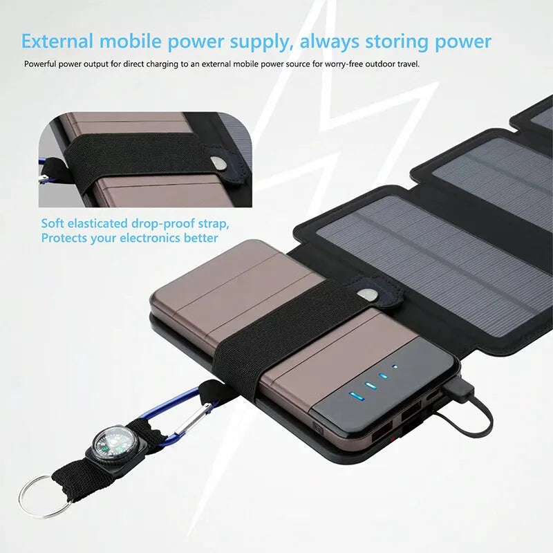 Caricabatterie solare portatile con design pieghevole per l’uso all’aperto - Esilora